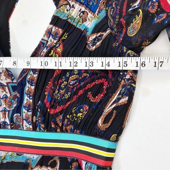 Alice + Olivia Cheney Slit Sleeve Pleated Maxi Dress in Royalty Paisley Size 0 - Picture 8 of 9